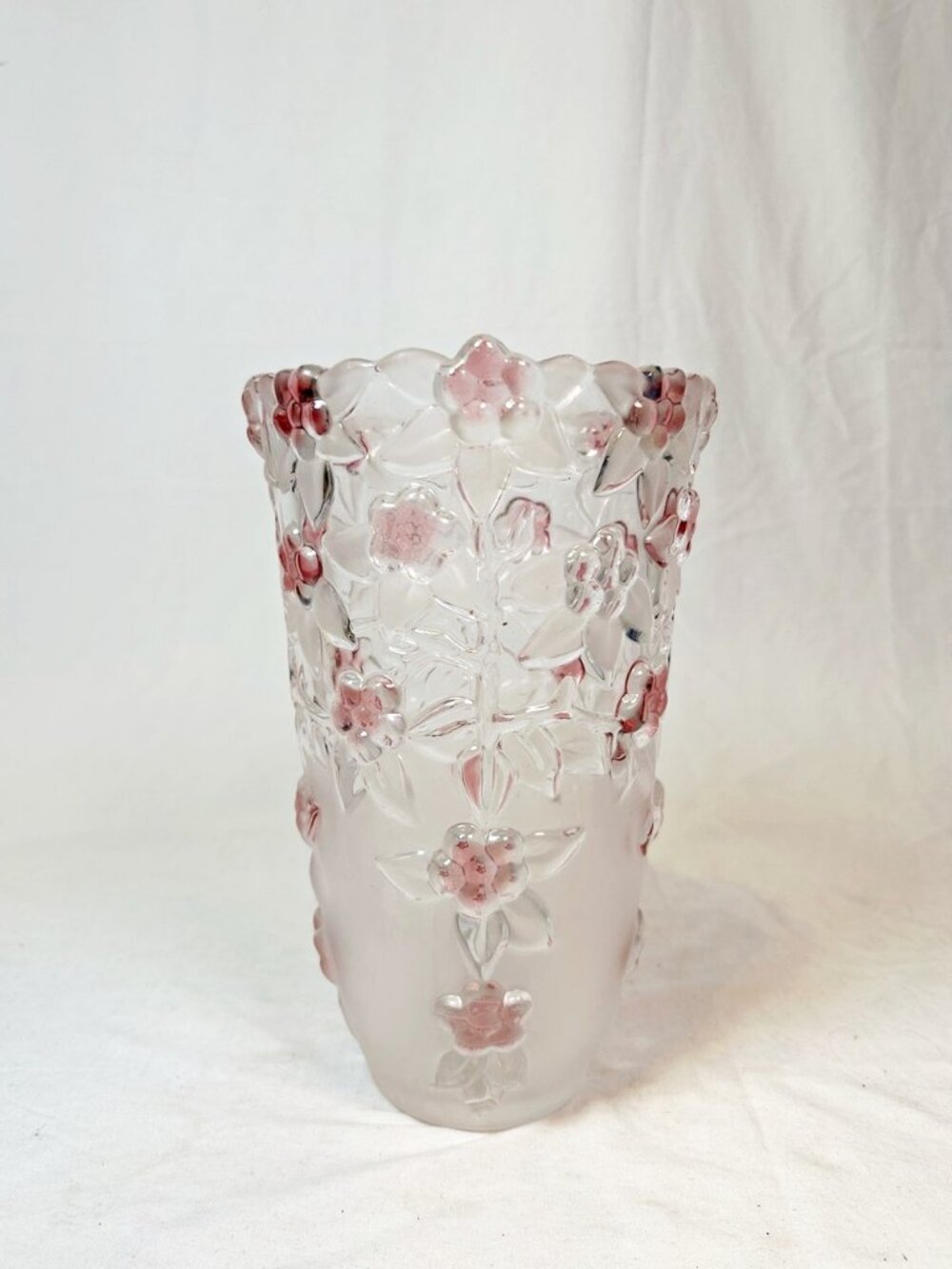 Studio Silversmiths Venezia Collection Large Pink Floral Fine Crystal Vase - Picture 2 of 5